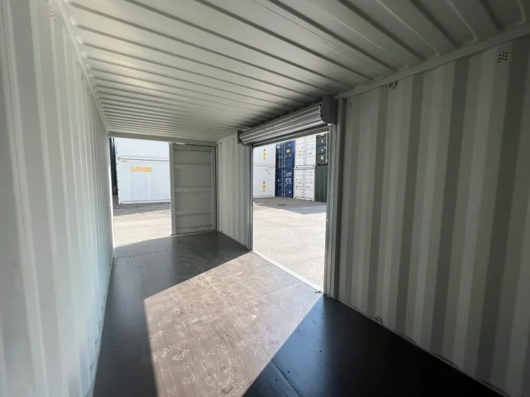 20ft Custom One Trip Shipping Container – Roller Shutter & RAL 7035 Respray - Image 4