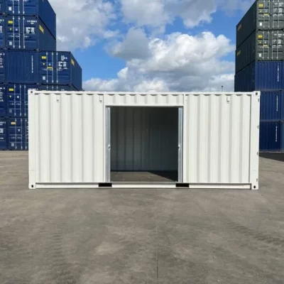 20ft Custom One Trip Shipping Container – Roller Shutter & RAL 7035 Respray